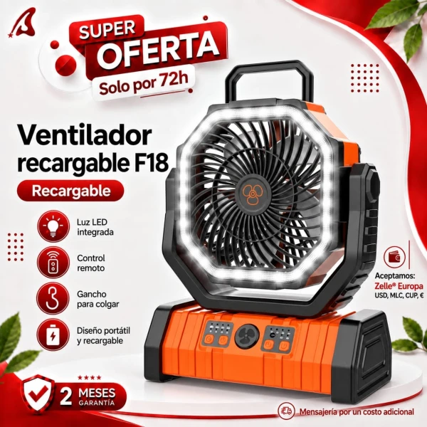 Ventilador Recargable F18's foto | Yiyi Shop |  BizneCubano