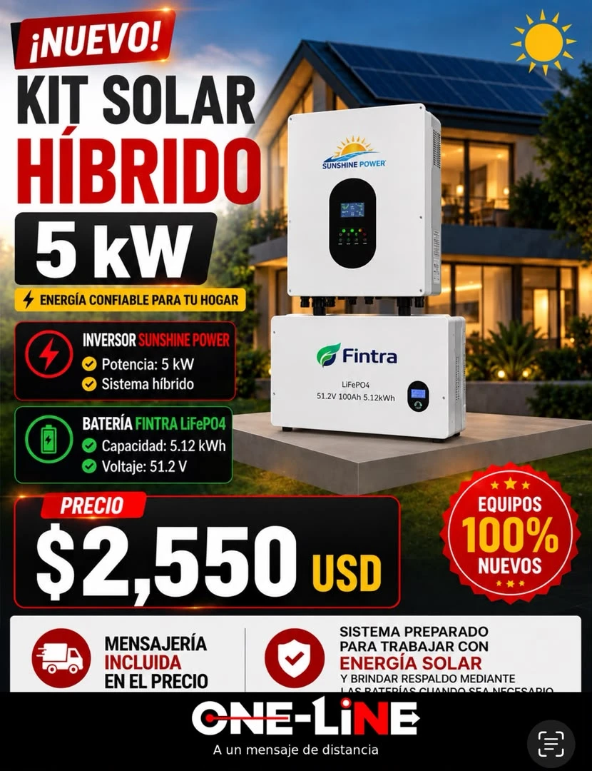 KIT Solar con inversor Híbrido 5kW's foto | Yiyi Shop |  BizneCubano