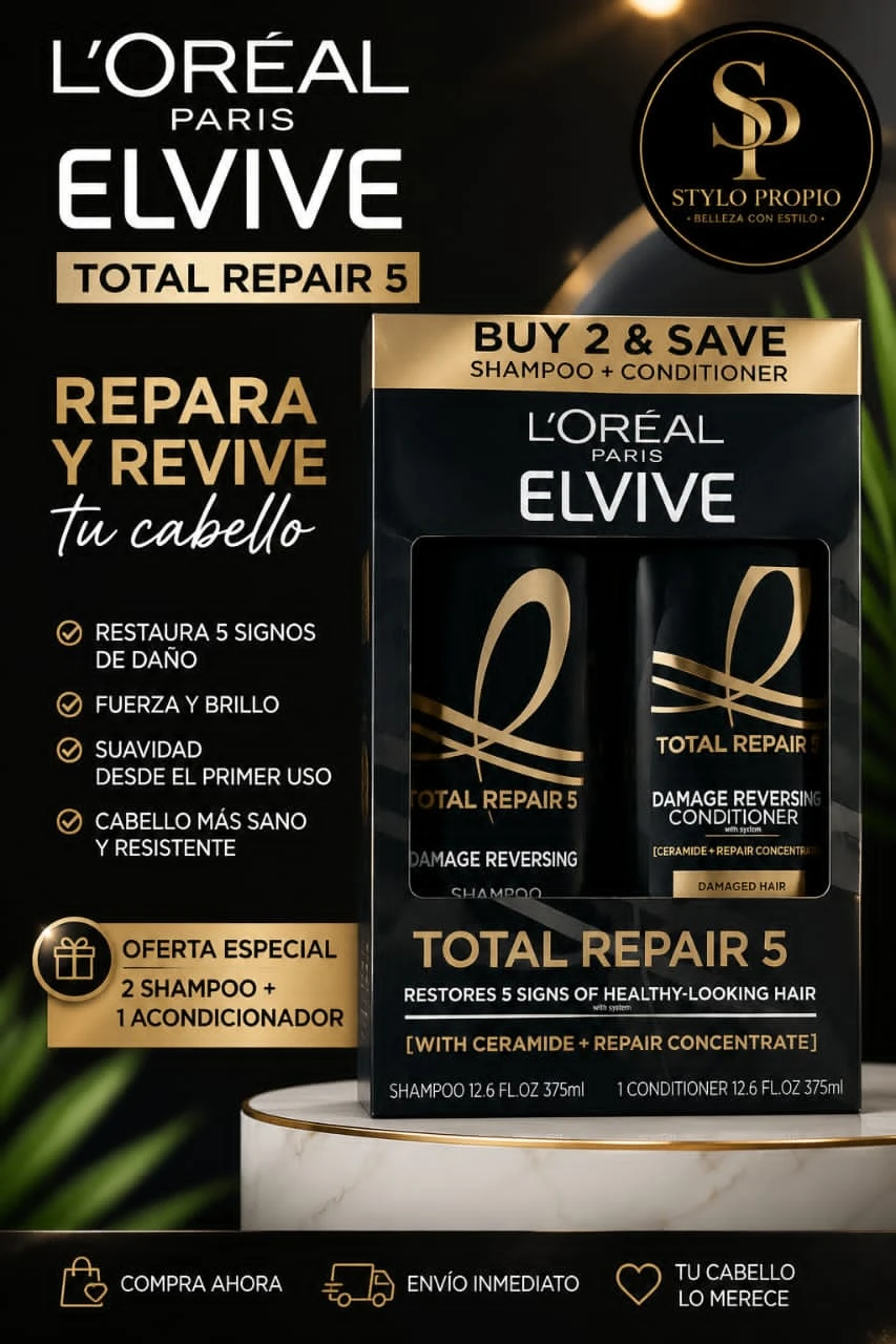Shampoo y acondicionador L'ORÉAL PARIS ELVIVE (Total Repair 5)'s foto | Yiyi Shop |  BizneCubano