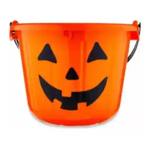 Cubo plástico grande de Calabaza para decoración de Halloween miniatura 1